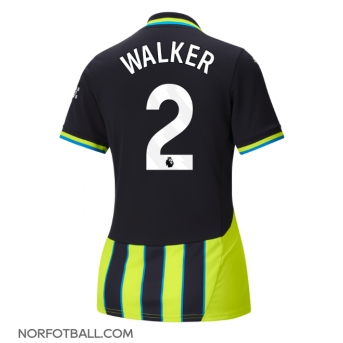 Billige Fotballdrakt Manchester City Kyle Walker #2 Replika Bortedrakt Dame 2024-25 Kortermet
